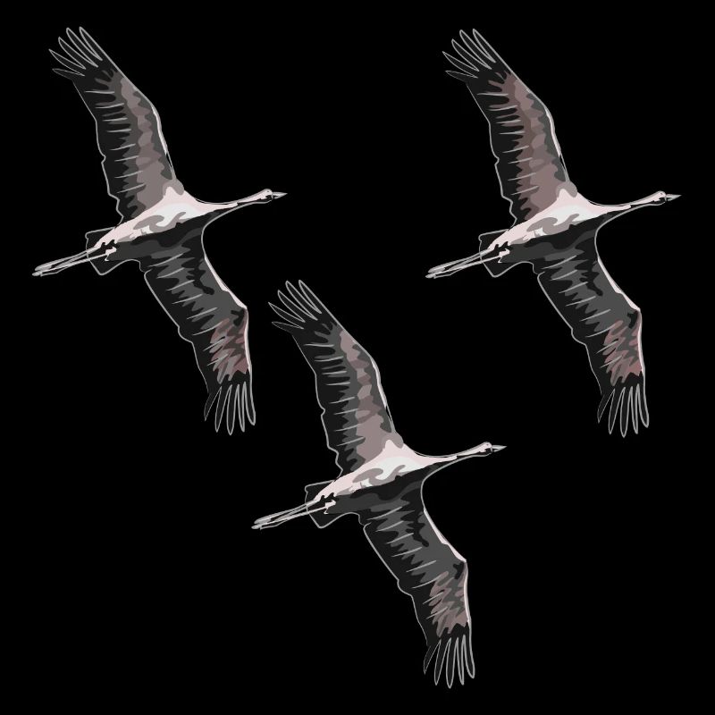 Vogelzug Kraniche in Grau Tönen