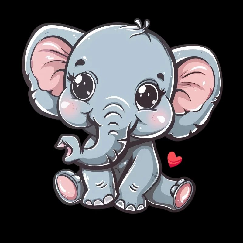 Süßer Elefant Mit Herz Für Kinder
