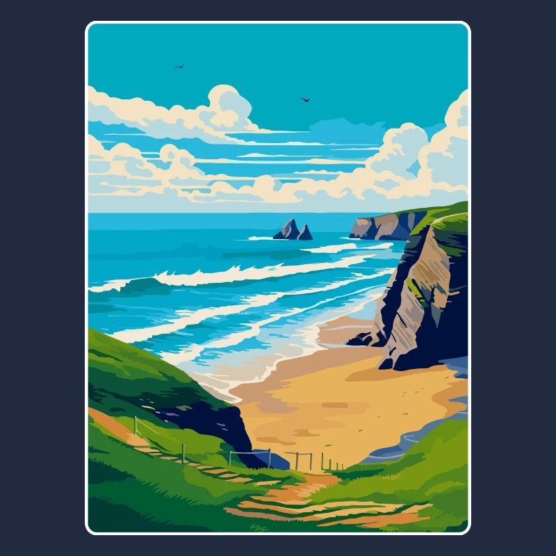 Bedruthan Steps Cornwall England Uk Reiseplakat