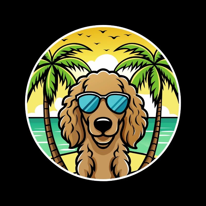 Lockig Beschichtet Retriever Hunderasse Cartoon Strand