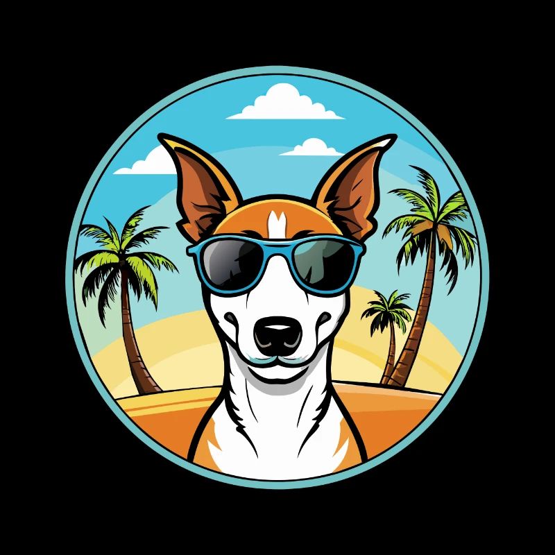 Smooth Fox Terrier Chien Race Dessin Animé Lunettes de soleil