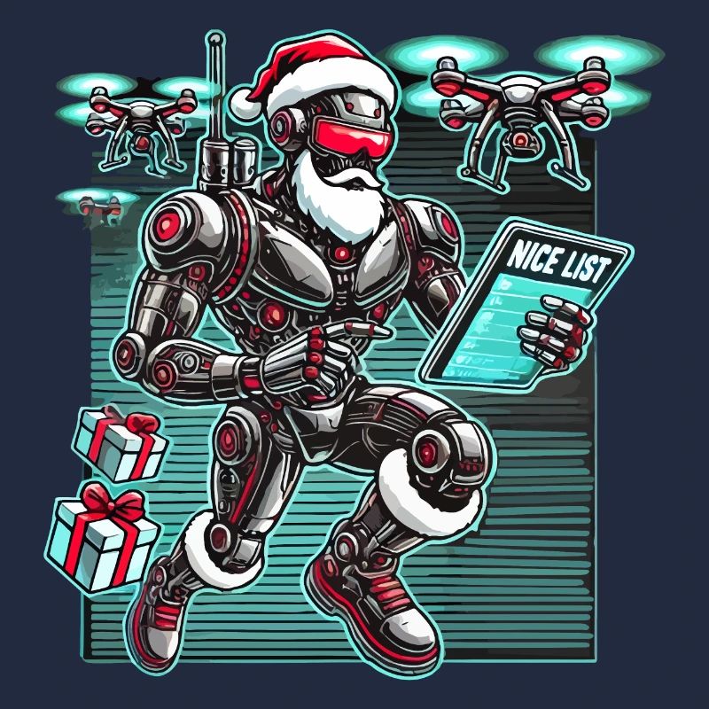 AI Santa Robot with Drones Future Christmas Helper