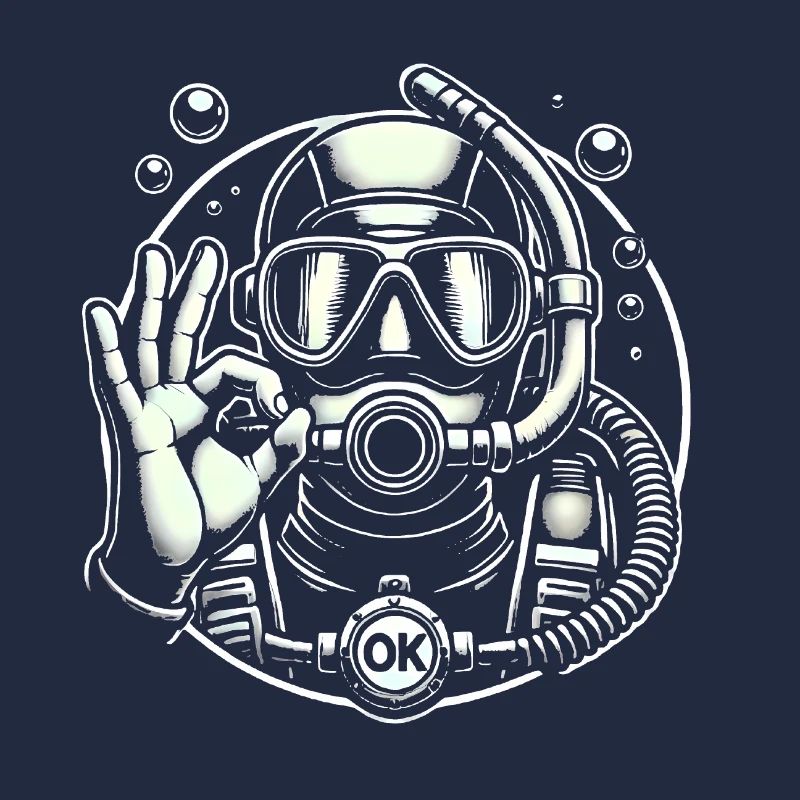 Plongeur sous-marin avec graphique OK Gesture