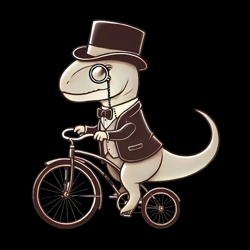 Dapper Dinosaure Sur Vélo Vintage