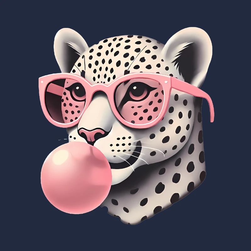 Leopard mit rosa Brille Bubblegum