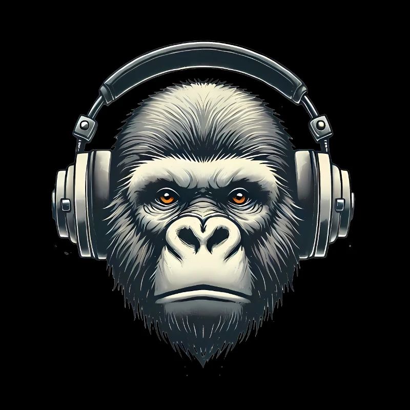 Gorilla mit Kopfhörern Künstlerisches Design
