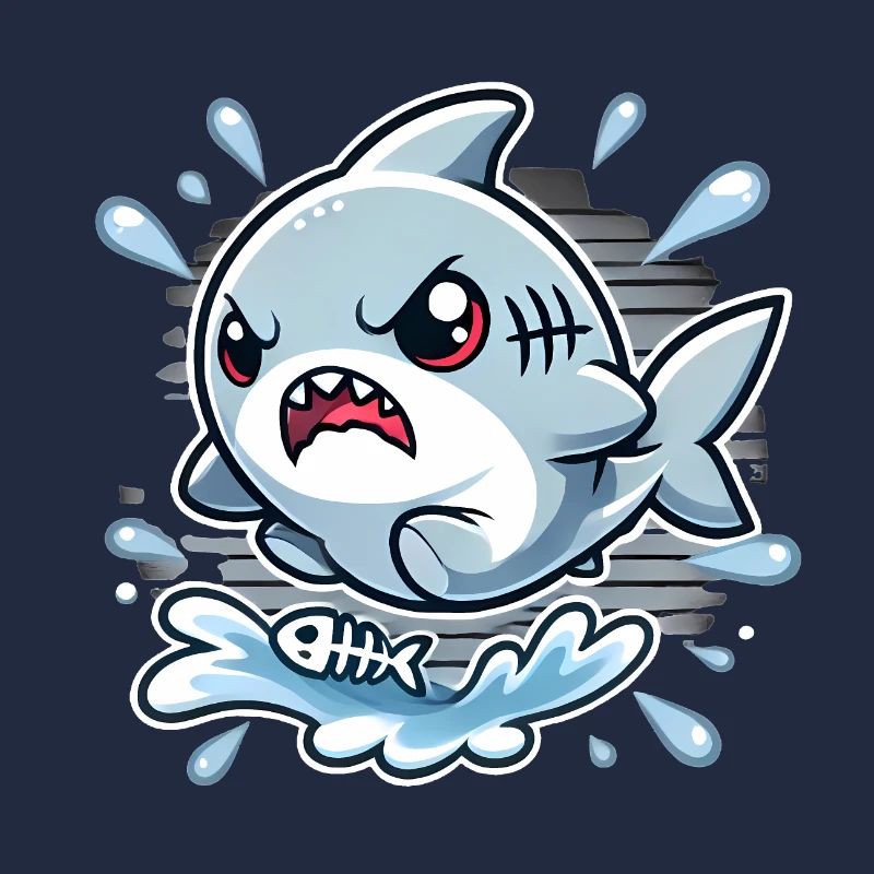 requin en colère éclaboussure dessin animé design