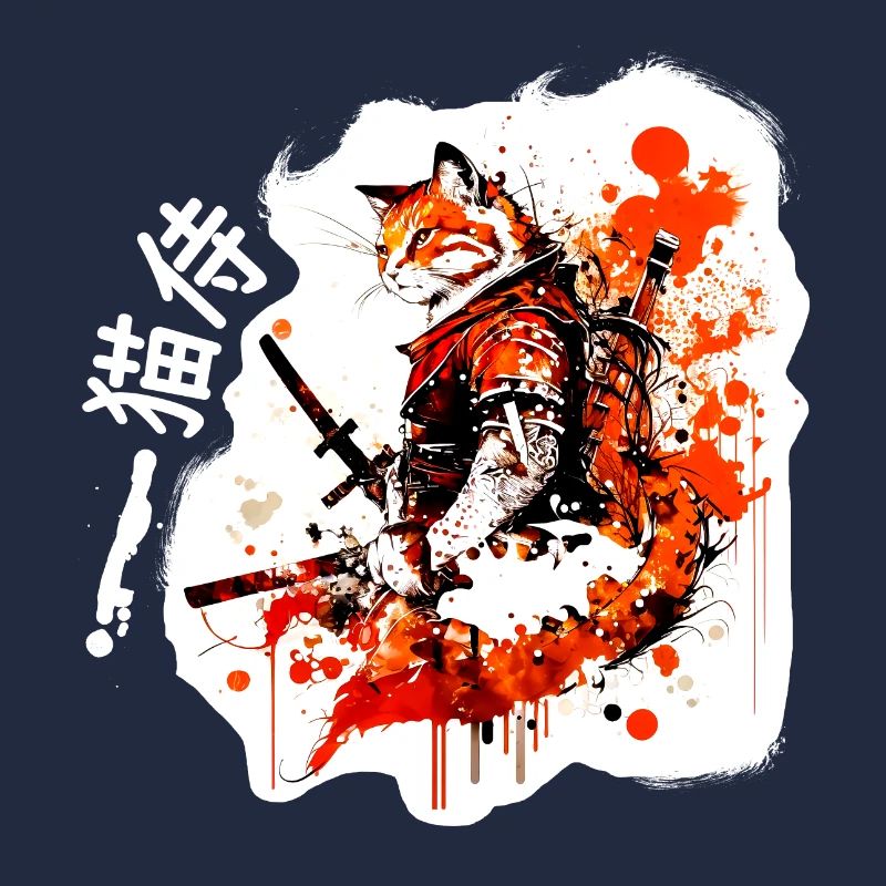 Samurai Katze in Rot