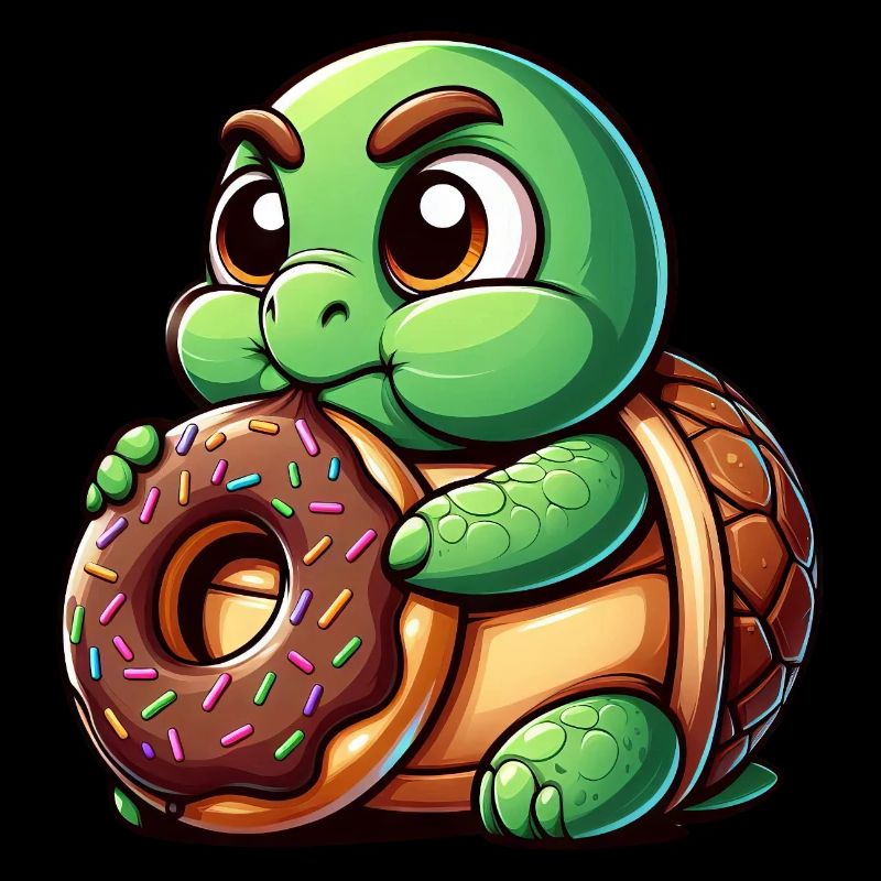 Tortue mignonne beignet dessin animé bite drôle