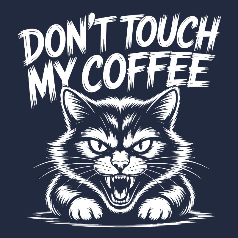 Kaffee Warnung mit wütender Katze