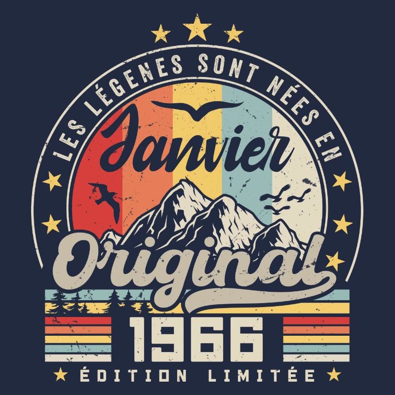 Janvier 1966 Vintage Rétro Anniversaire 1966