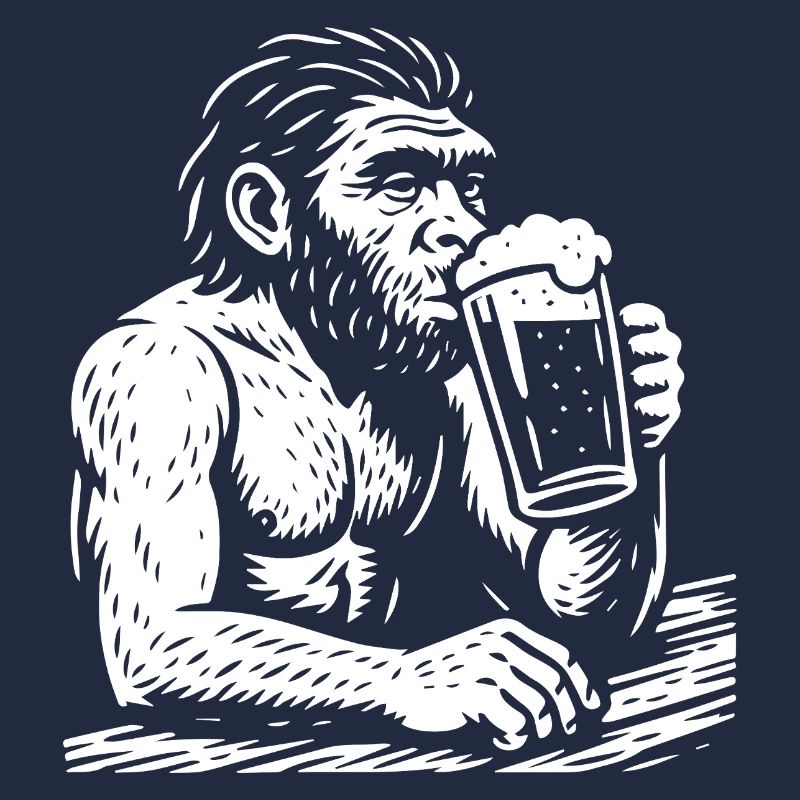 L’Homo erectus boit de la bière au pub