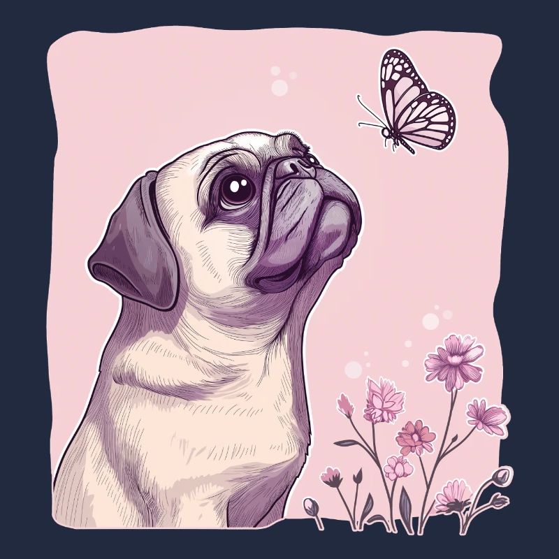 Mops mit Schmetterling