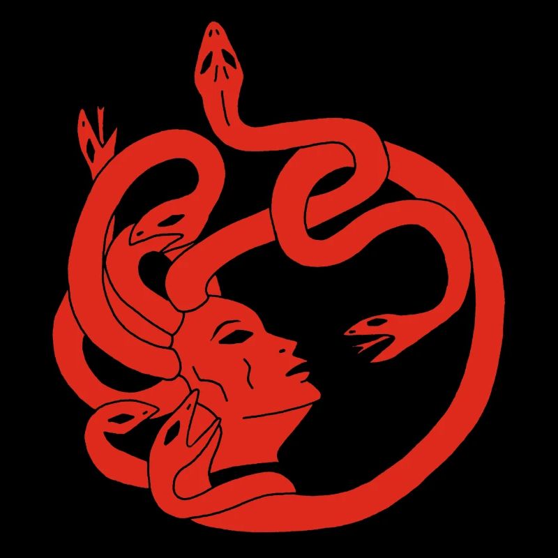 Frau mit Schlangenhaar (rot)