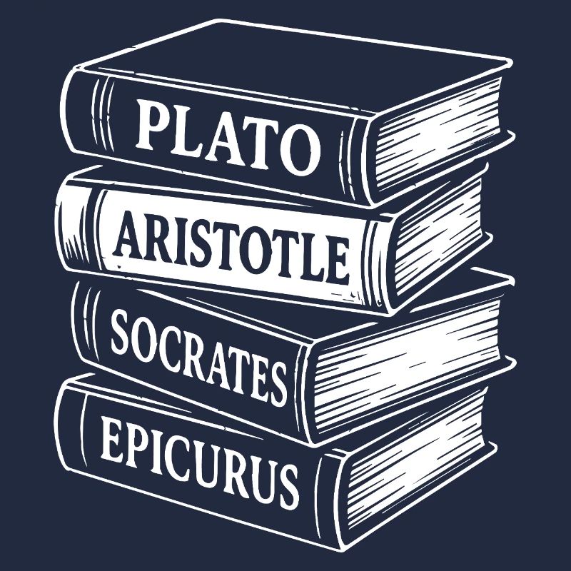 Klassische Philosophen Buchstapel Design