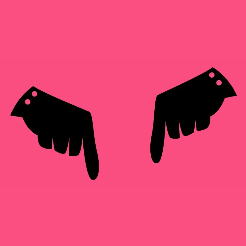 two fancy gloved hands pointing down
