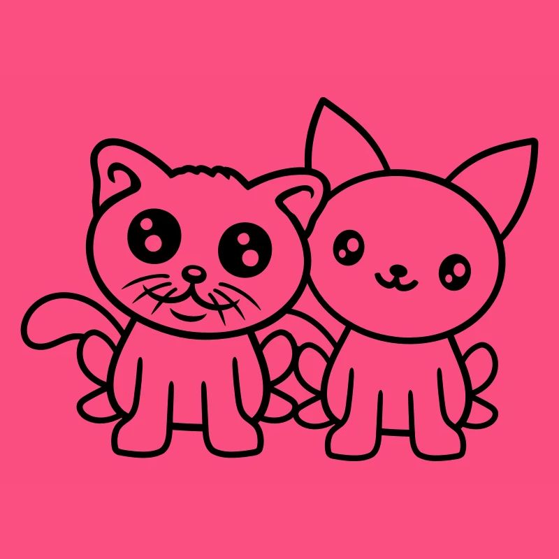 2 chats amis équipe équipage deux chatons de compagnie