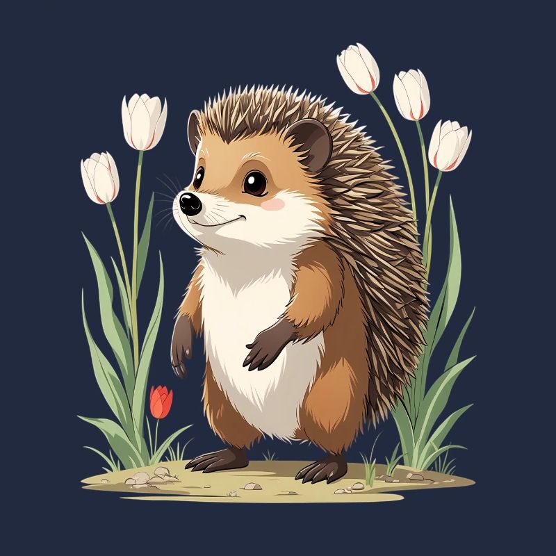 Igel im Tulpenbeet