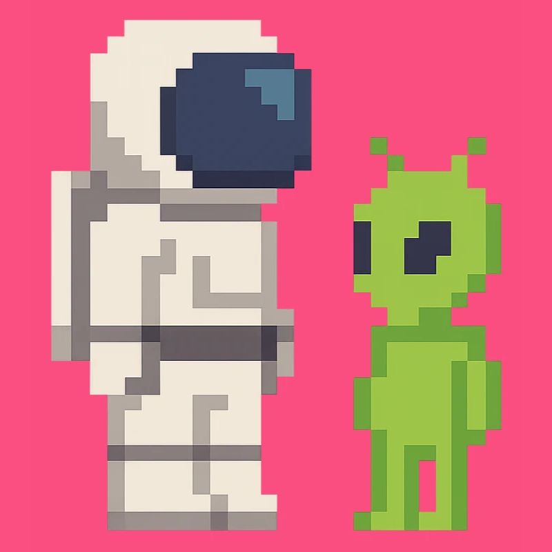 Pixel Astronaut trifft Alien