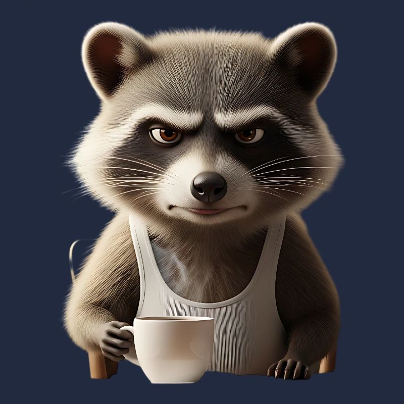 Grumpy Waschbär mit Kaffee – Morgenmuffel Design