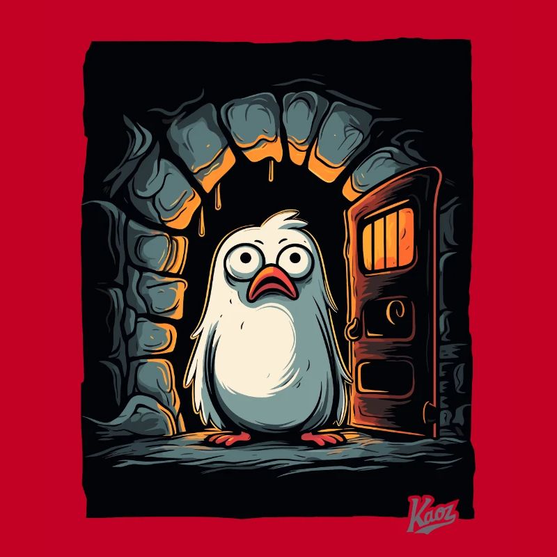 Déconcerté petit oiseau mignon dans le donjon donjon