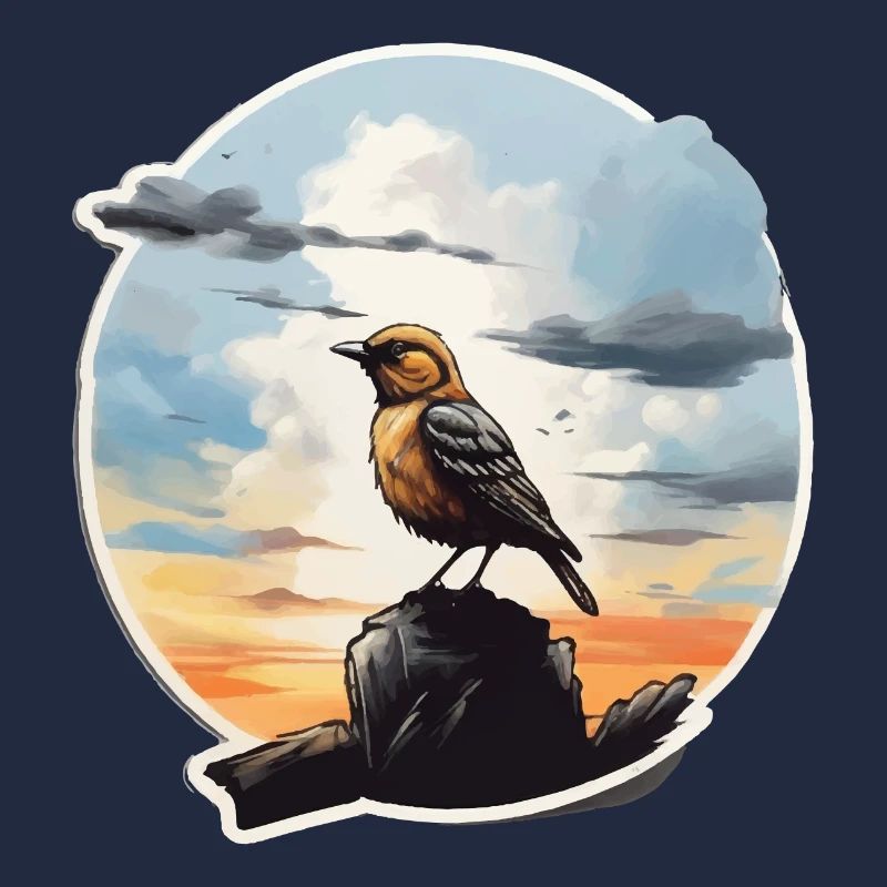 Landschaft Gemälde mit Vogel