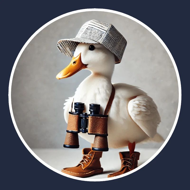 Duck with binoculars