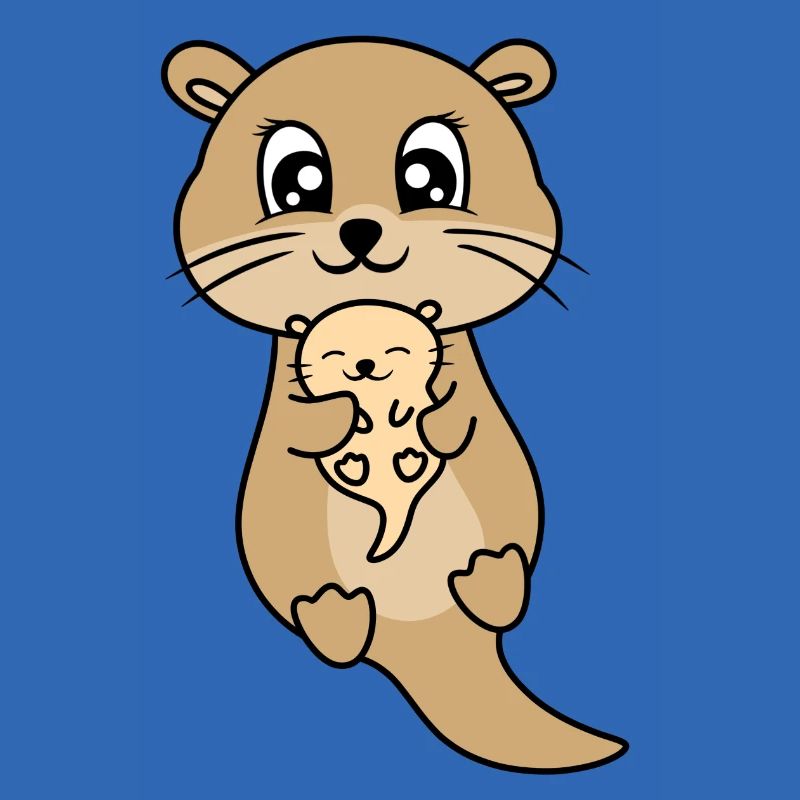 Mère et bébé loutre mignon