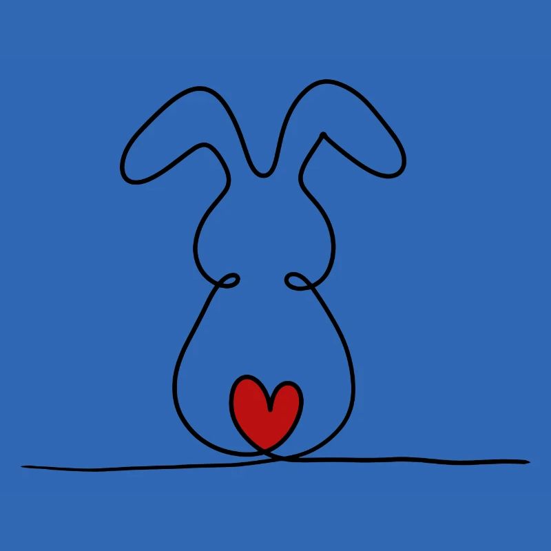 Lapin à une ligne avec queue rouge