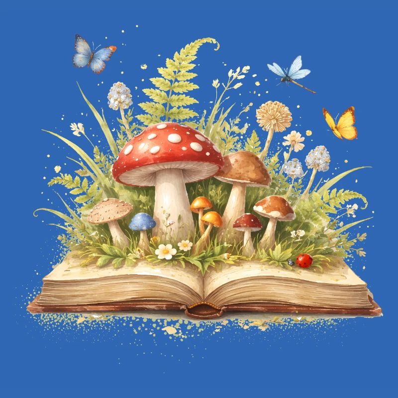 Magic book with forest illustration