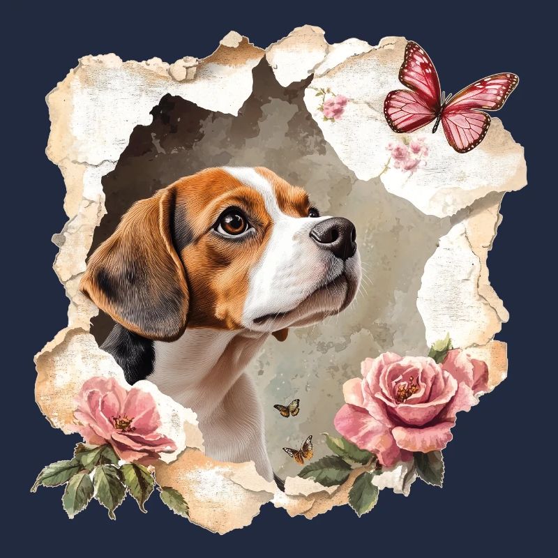 Beagle mit Schmetterling