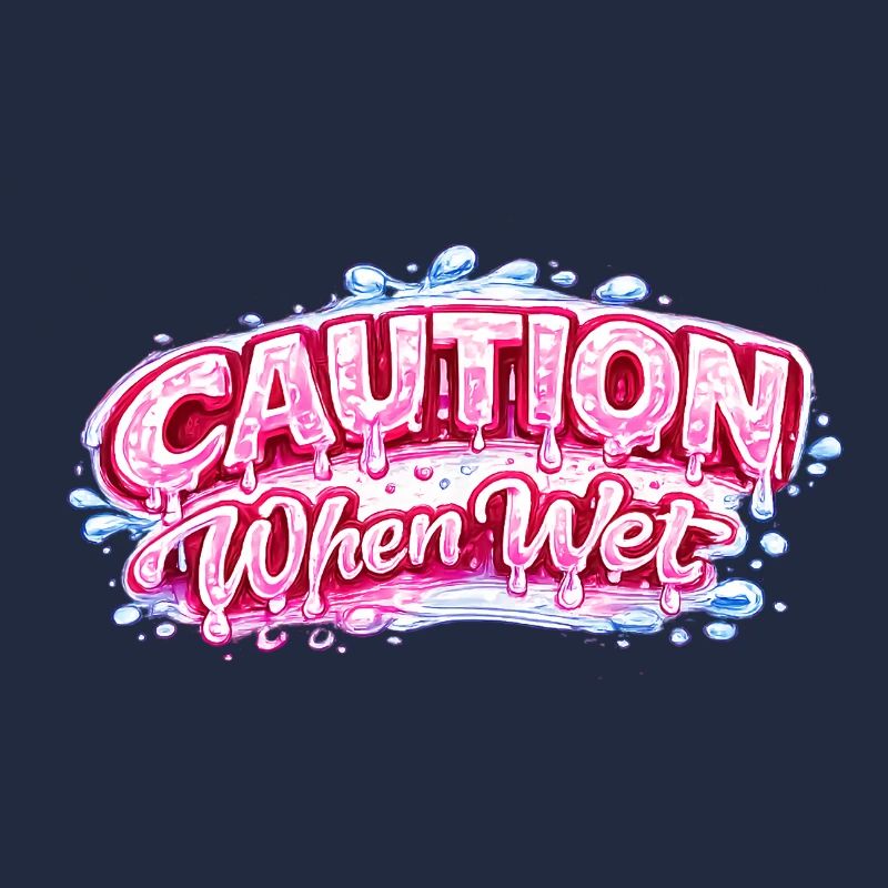 Caution When Wet Funny Flirty Statement Tee pun sp
