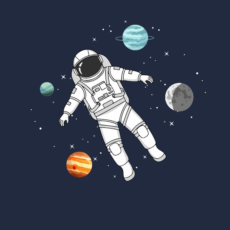 Un astronaute flotte dans l’espace avec des planètes