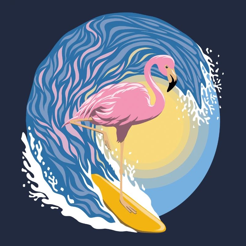 Flamant rose surfeur
