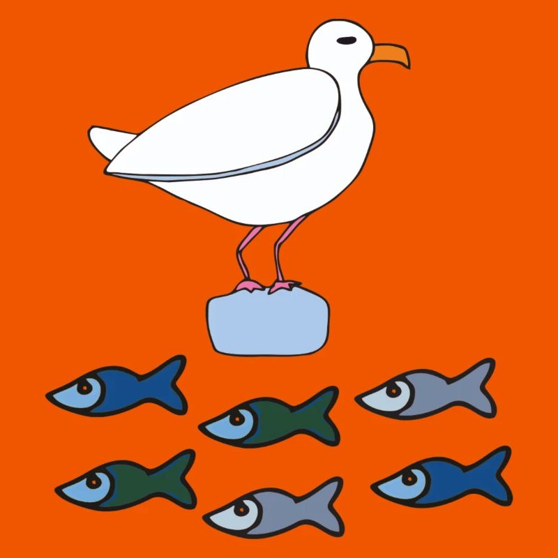 Seagull with fish