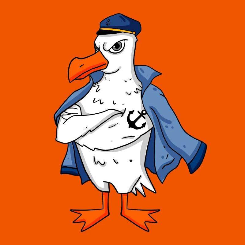 Muskelöse Seemöwe mit Anker Tattoo Möwe Geschenk