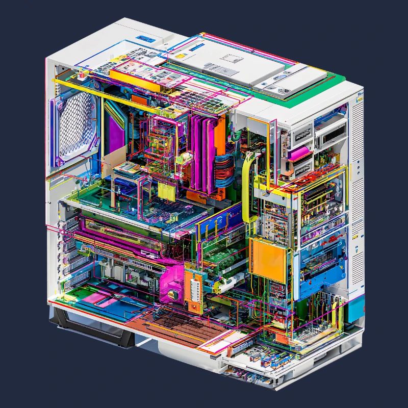 Buntes Innenleben eines Computers