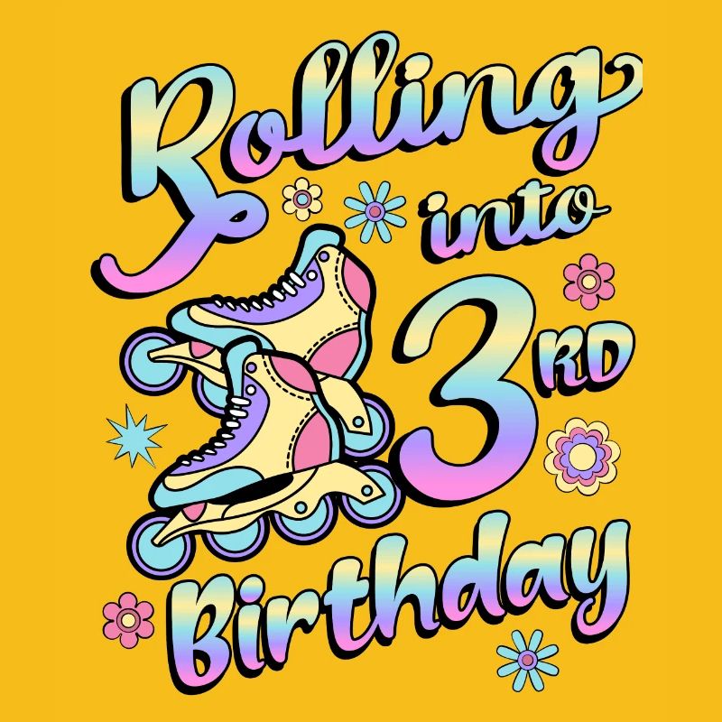 Rolling Into 3rd Birthday Roller Skater Inline