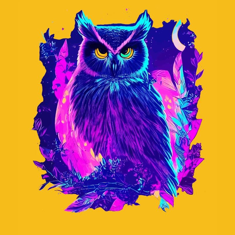Neon leuchtende Eule Synthwave
