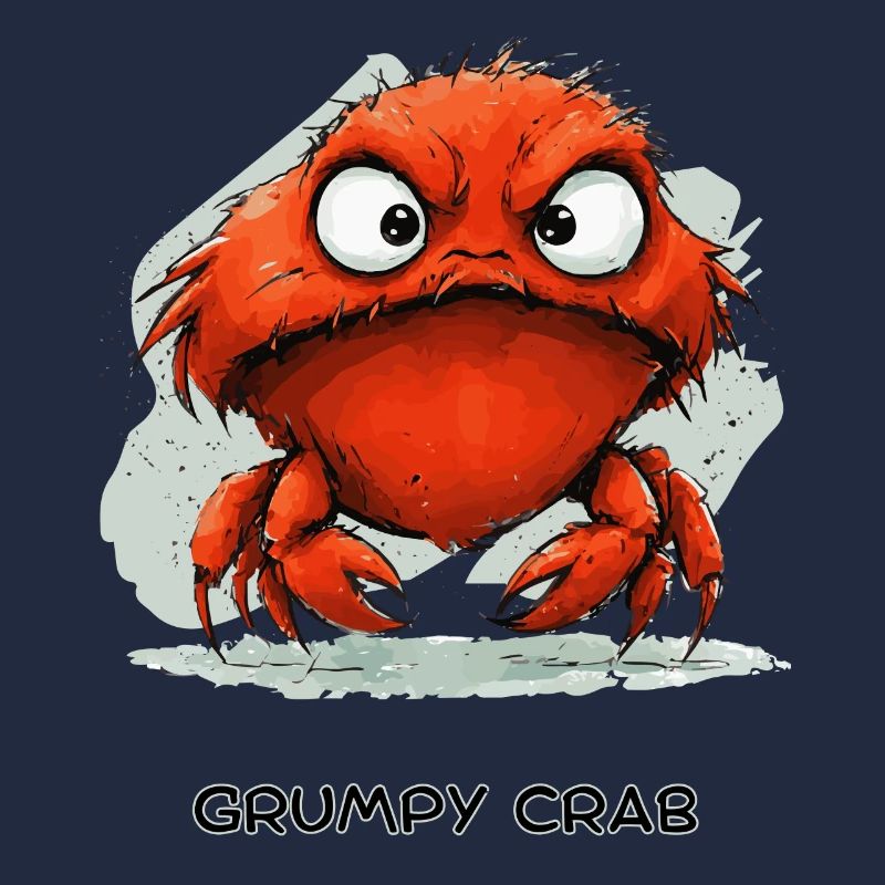 Grumpy Crab - Mürrische Cartoon Krabbe Design