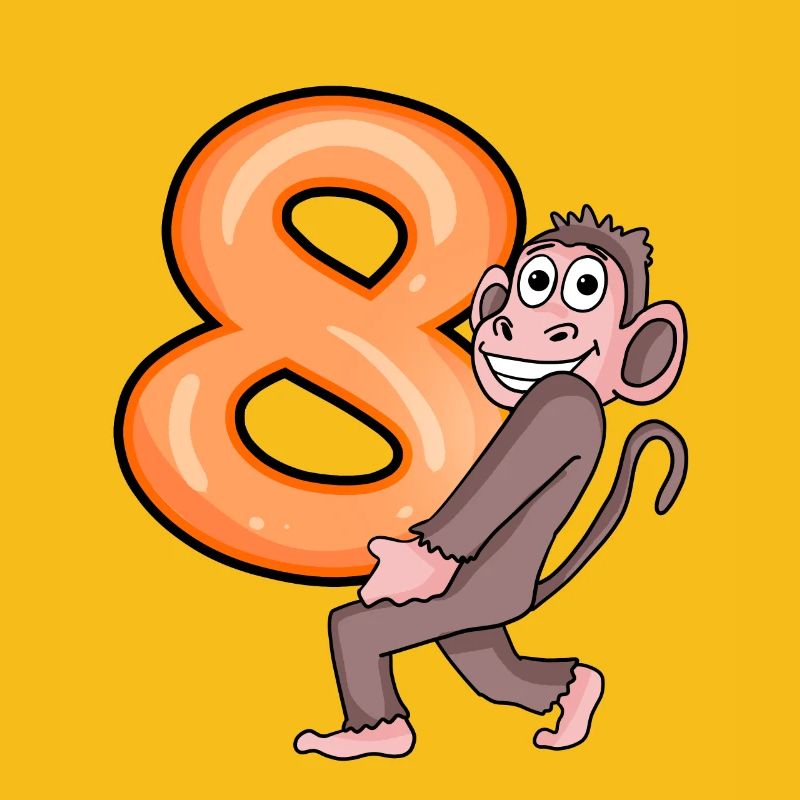 8th Birthday Monkey Boy 8 Years Gift