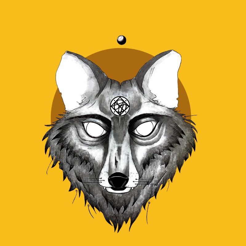 Mystischer Wolf mit Pentagramm Blick