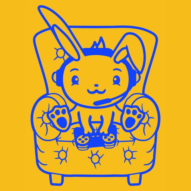 Bunny Playing Controller Console Headset Gamer Nerd
