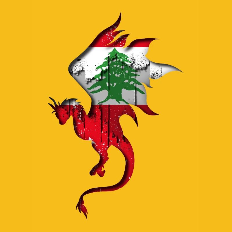 Drapeau du Liban - Liban - Silhouette de dragon