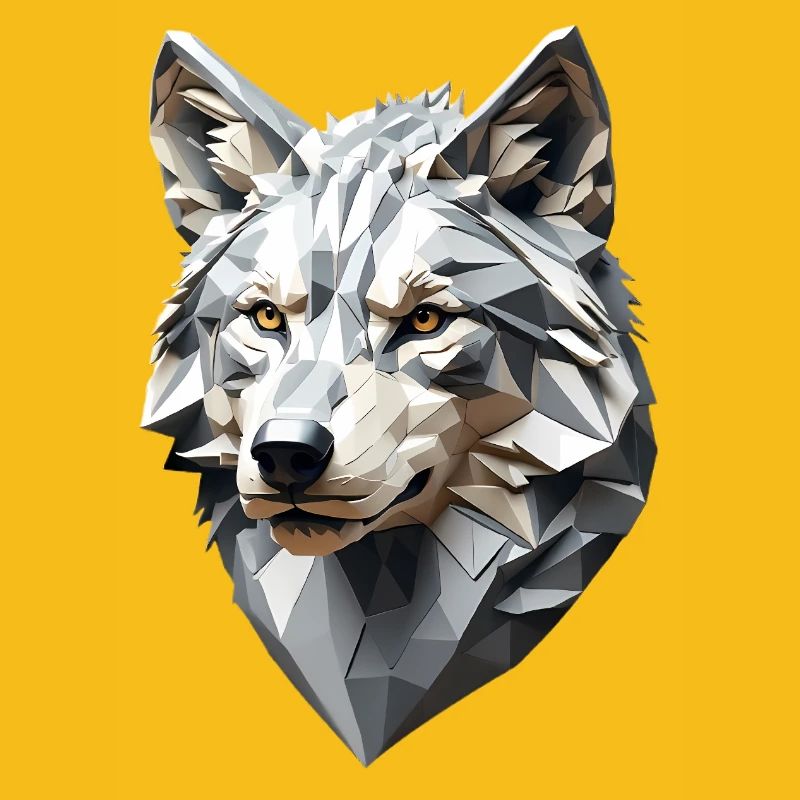 Wolfskopf LowPoly Geometrisch