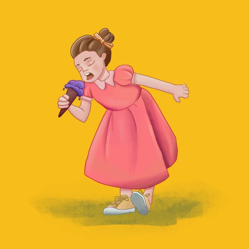 Mädchen mit Kleid und Eis