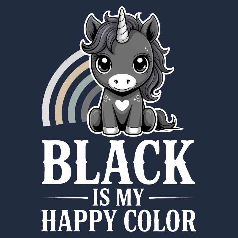Le noir est ma licorne de couleur joyeuse