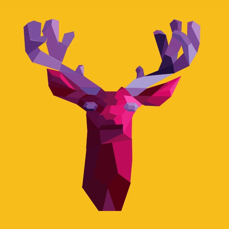 Red geometric deer with amethyst horns