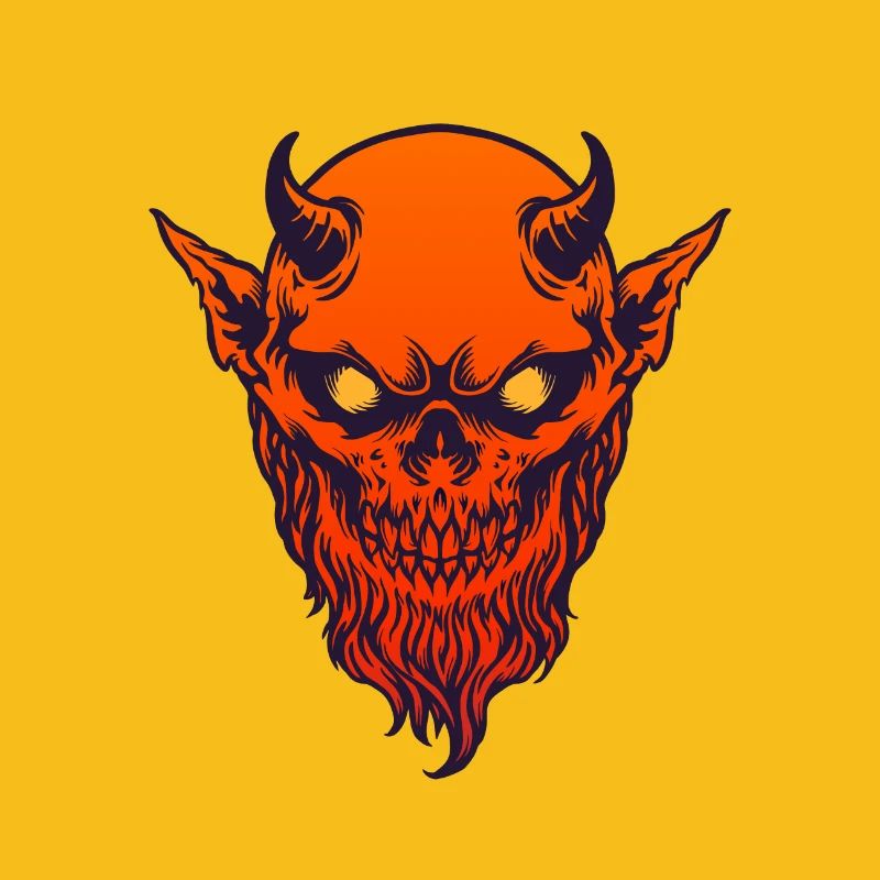 Devil Demon Rot mit Horn und Bart