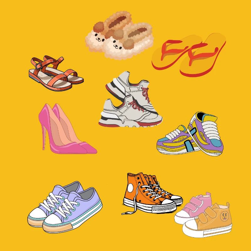 Collection de pantoufles et de baskets pastel mignonnes